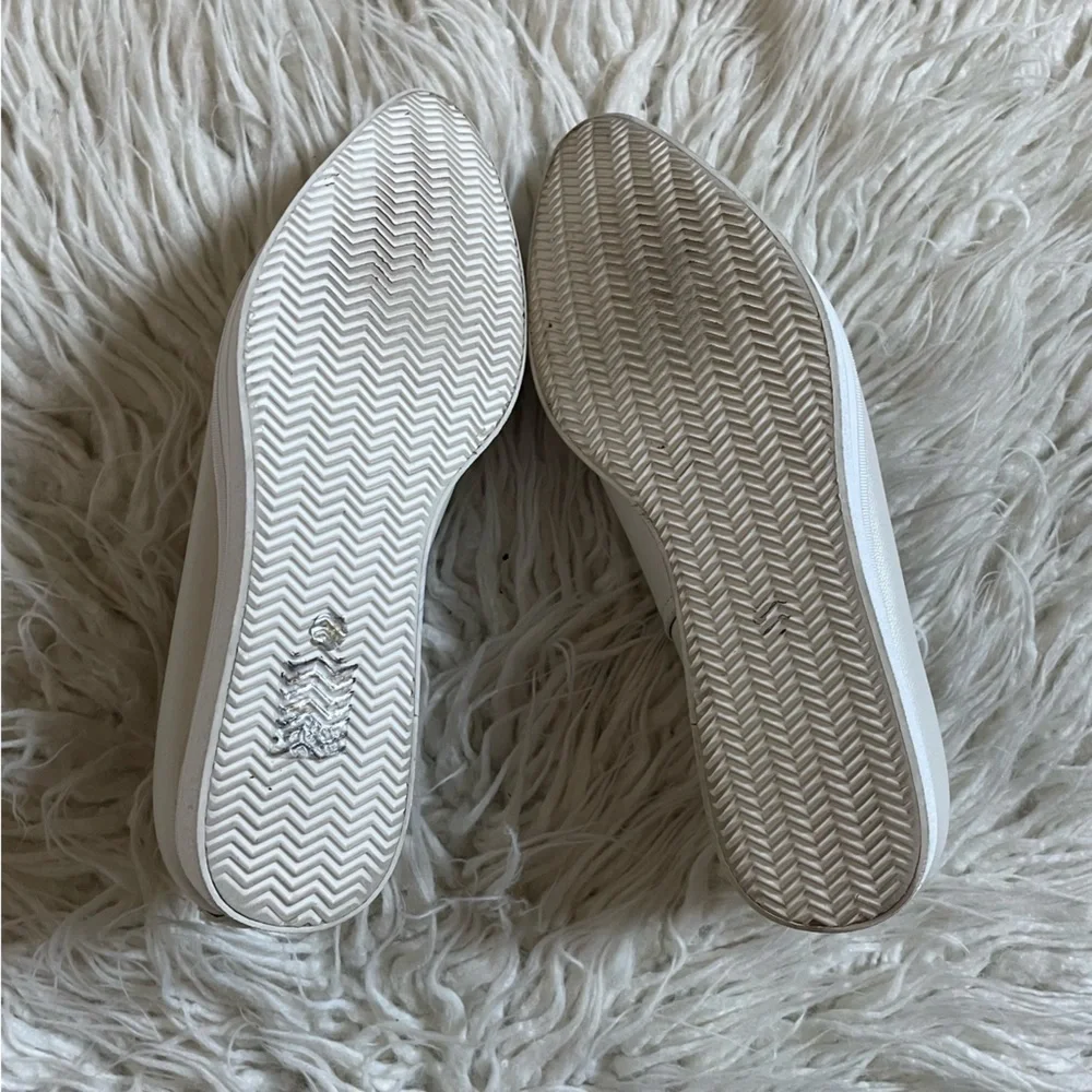 ALL BLACK White Leather Side Scoop Flatform Slip On Sneakers EUC Size 38